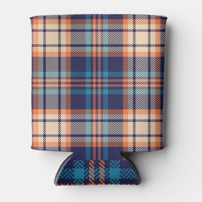 Rafraîchisseur Pour Canette Plaid Vibrant : Conception textile d'automne (Devant)