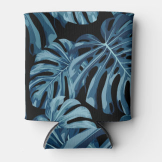 Rafraîchisseur Pour Canette Plante Monstera : motif feuille bleu.