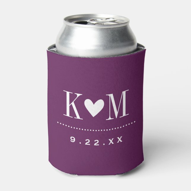 Rafraîchisseur Pour Canette Plum violet Mariage moderne Monogramme (Can devant)