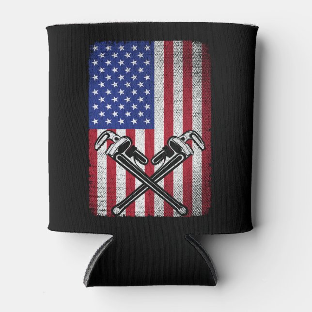 Rafraîchisseur Pour Canette Plumber Patriotique États-Unis Drapeau américain P (Devant)
