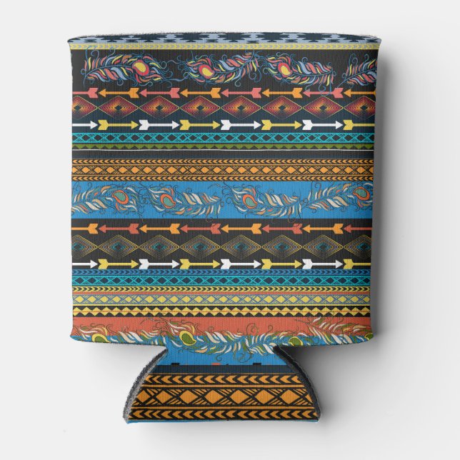 Rafraîchisseur Pour Canette Plumes ethniques : Broderie Boho Chic (Devant)