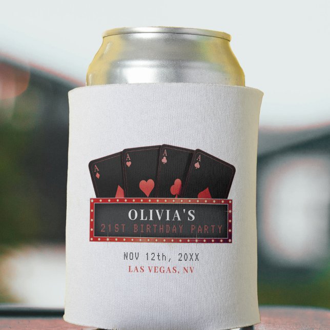Rafraîchisseur Pour Canette Poker Aces Rouge et Noir 21e Anniversaire Party Bl (Poker Aces Red & Black 21st Birthday Party Can Cooler
)