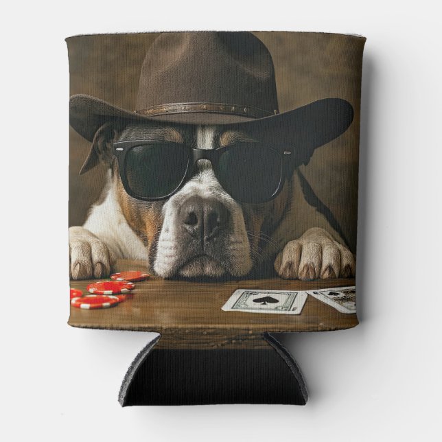Rafraîchisseur Pour Canette Poker Black Jack Western Pitbull Mignon (Devant)