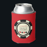 Rafraîchisseur Pour Canette Poker Chip Black Red Las Vegas Casino Mariage<br><div class="desc">Éblouissez les invités mariages avec ces amusants black,  blanc cassé,  et puce de poker rouge peuvent refroidir! Voilà une excellente idée pour vos invités de garder trace de leur boisson. Il ferait aussi un grand plaisir à rapporter qu'ils peuvent utiliser encore et encore!</div>