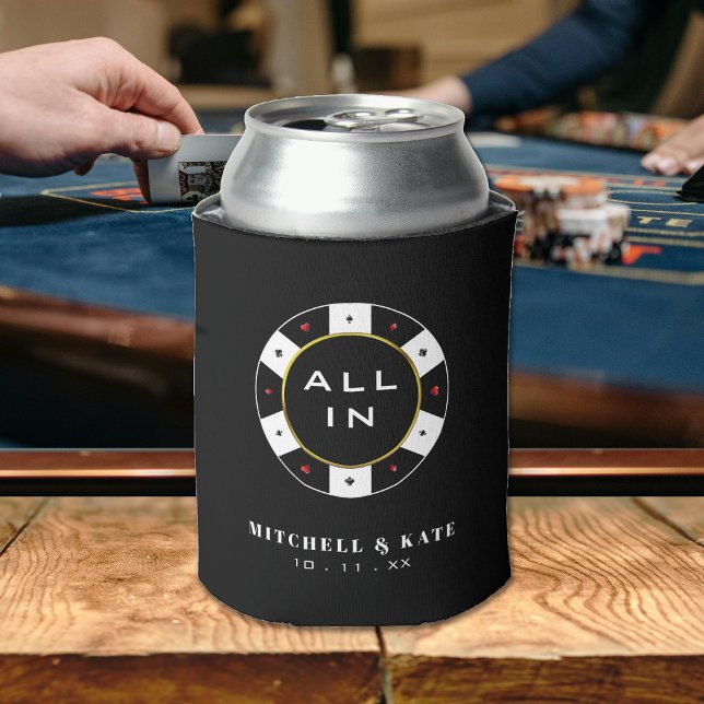 Rafraîchisseur Pour Canette Poker Chip Tout En Noir Mariage (Poker Chip All In Wedding Black Can Cooler
)