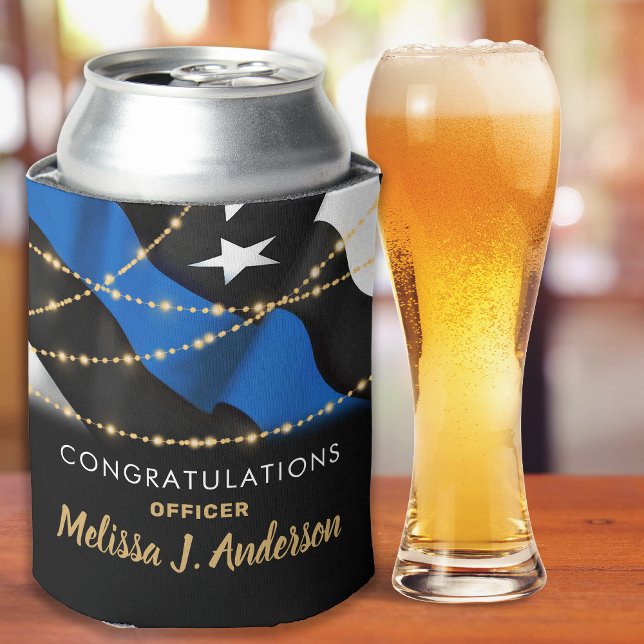 Rafraîchisseur Pour Canette Police Officier Parti de Graduation Ligne Bleue Mi (Créateur téléchargé)
