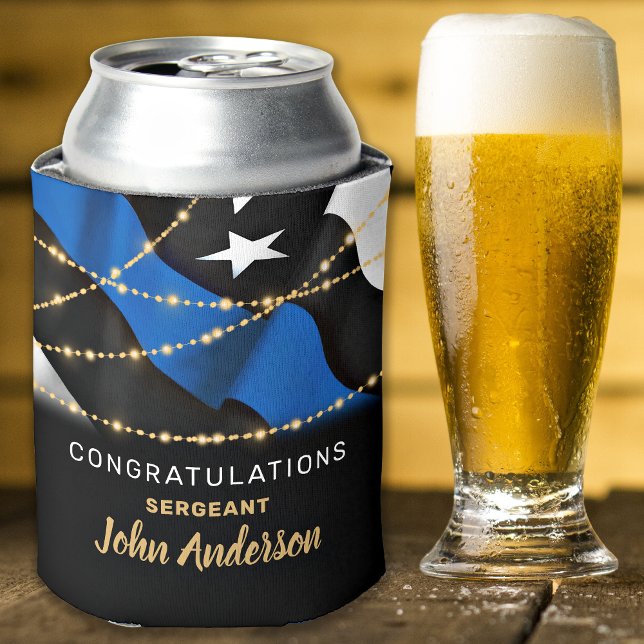 Rafraîchisseur Pour Canette Police Officier Parti de retraite Ligne Bleue Minc (Créateur téléchargé)