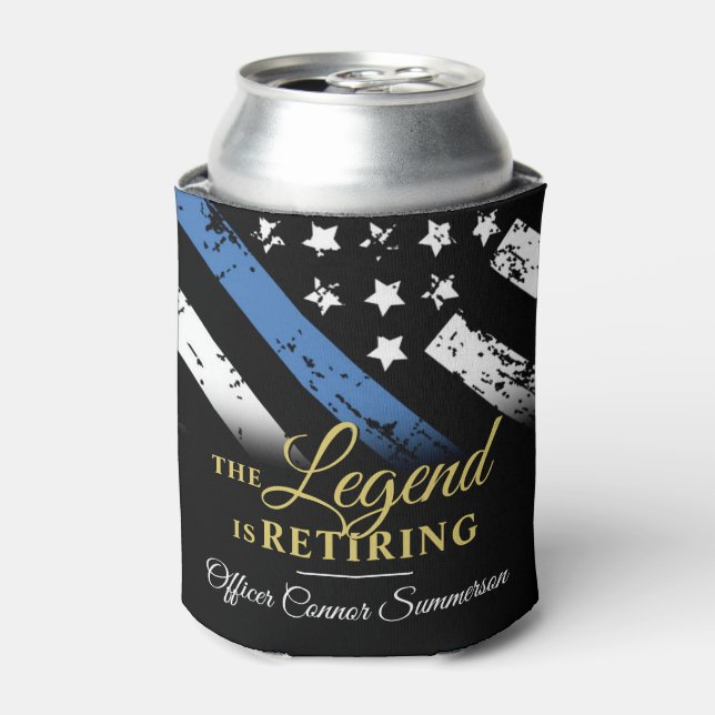 Rafraîchisseur Pour Canette Police Retraite Ligne bleue Drapeau Application de (Can devant)