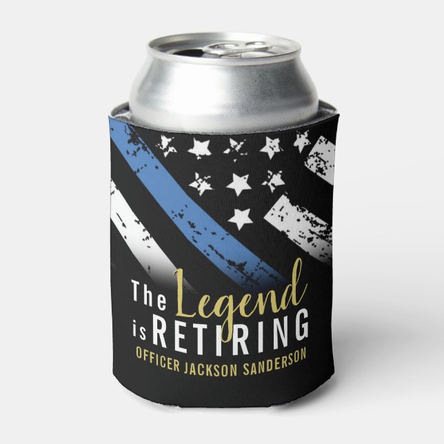 Rafraîchisseur Pour Canette Police Retraite Ligne bleue Drapeau Application de (Can devant)
