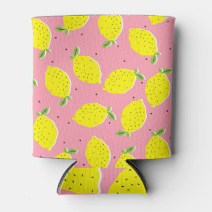 Rafraîchisseur Pour Canette Polka rose citron chaotique : Motif d'agrumes
