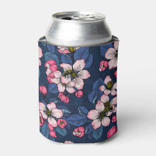 Rafraîchisseur Pour Canette Pomme fleurit sur un bleu foncé