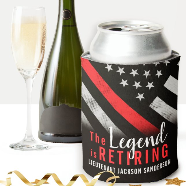 Rafraîchisseur Pour Canette Pompier à la retraite pompier Ligne rouge (Créateur téléchargé)