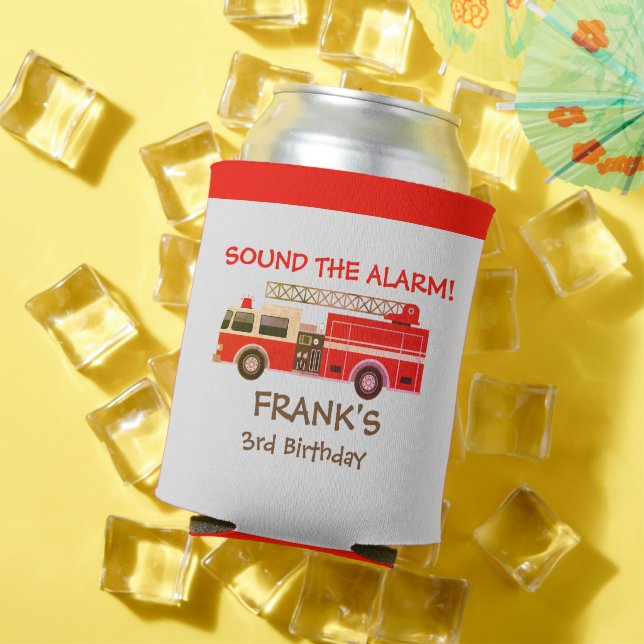 Rafraîchisseur Pour Canette Pompier Camion Rouge Fête d'anniversaire (Été in situ)