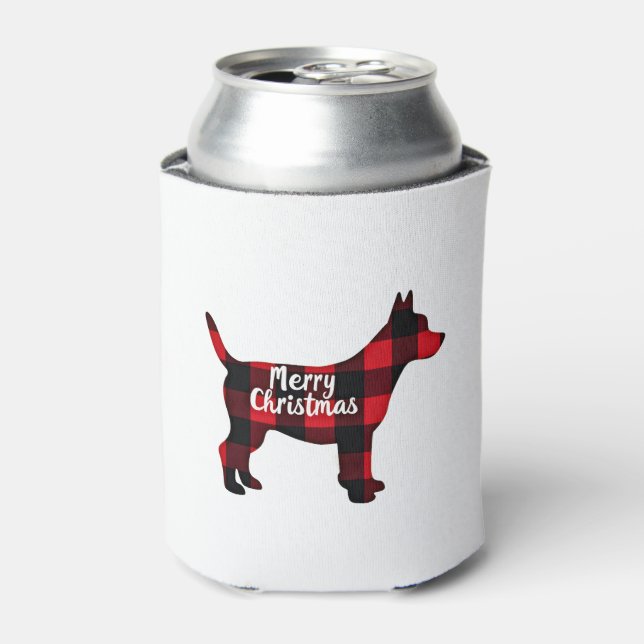 Rafraîchisseur Pour Canette Pomsky Christmas Dog Mom Dad Plaid Gift T-Shirt (1 (Can devant)