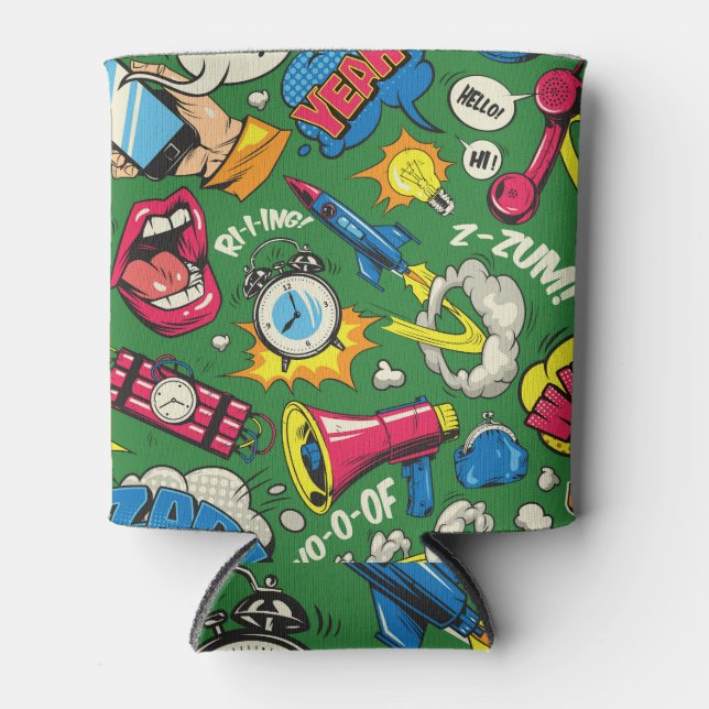 Rafraîchisseur Pour Canette Pop Art : Comic coloré sans joint (Devant)