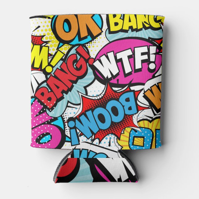 Rafraîchisseur Pour Canette Pop Art Comic : Retro Motif sans couture (Devant)