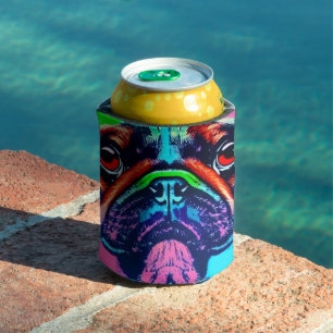 Rafraîchisseur Pour Canette Portrait coloré d'un carlin dans le style pop art