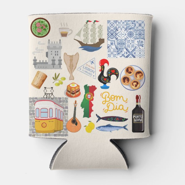 Rafraîchisseur Pour Canette Portugal Symboles Amateurs de voyage (Devant)