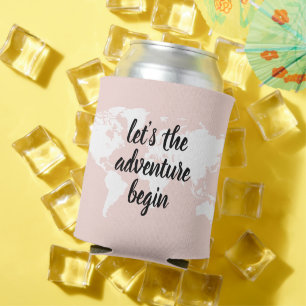 Rafraîchisseur Pour Canette Positive rose Commençons l'aventure Carte du Monde