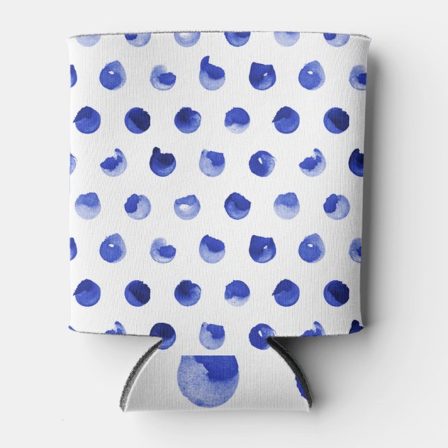 Rafraîchisseur Pour Canette Pot Polka : bleu cobalt géométrique (Devant)
