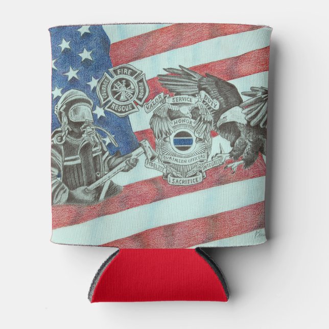 Rafraîchisseur Pour Canette Premier répondeur patriotique (Devant)