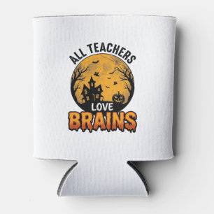 Rafraîchisseur Pour Canette Professeur Halloween Amour Cerveaux Design Vintage