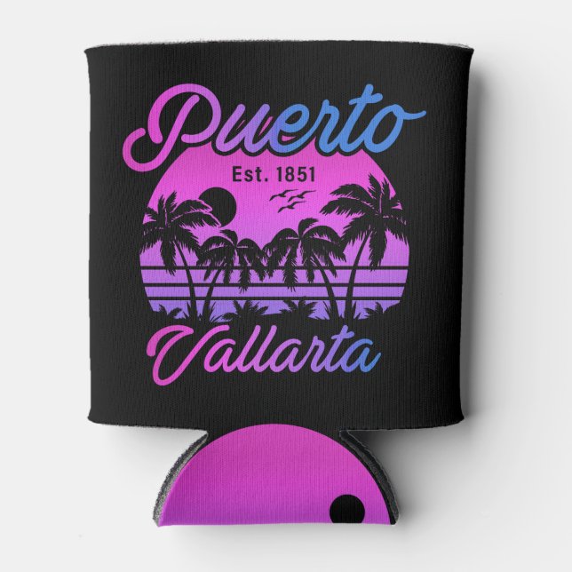 Rafraîchisseur Pour Canette Puerto Vallarta Mexique Retro Sunset Souvenirs 60s (Devant)