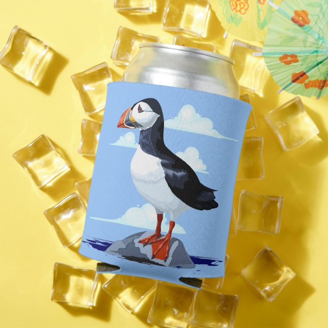 Rafraîchisseur Pour Canette Puffin Cute Oiseau de mer Atlantique (Été in situ)