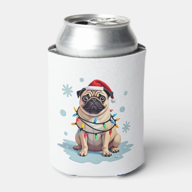 Rafraîchisseur Pour Canette Pug Dog Christmas Men Women (2) (Can devant)
