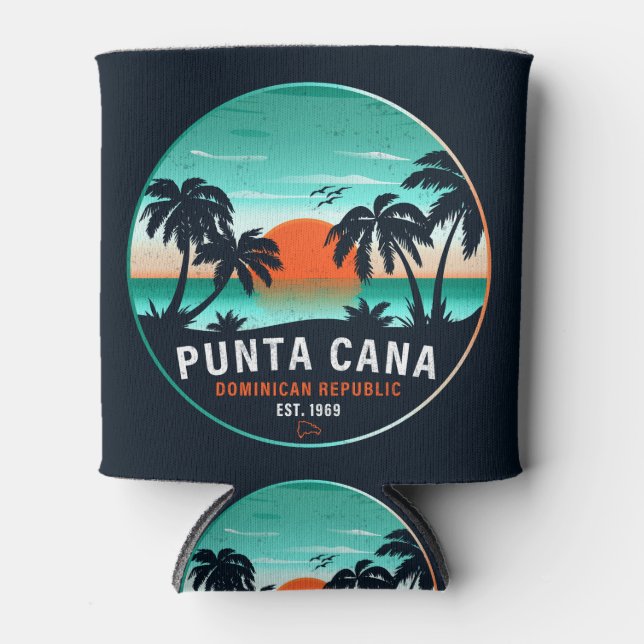 Rafraîchisseur Pour Canette Punta Cana Dominicaine Retro Sunset Souvenir 80s (Devant)