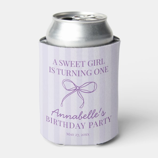 Rafraîchisseur Pour Canette Purple Coquette Bow Pastel Lavender Anniversaire F (Can devant)