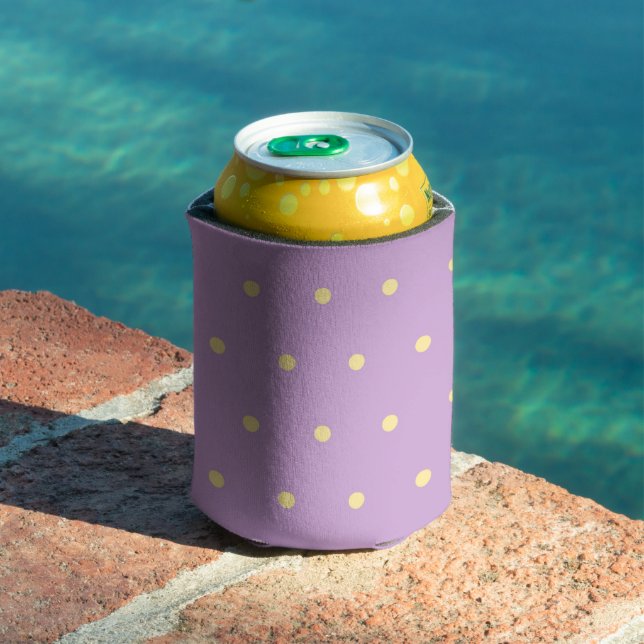 Rafraîchisseur Pour Canette Purple & Yellow Polka Dot Pattern Fun Pastel Party (Piscine in situ)