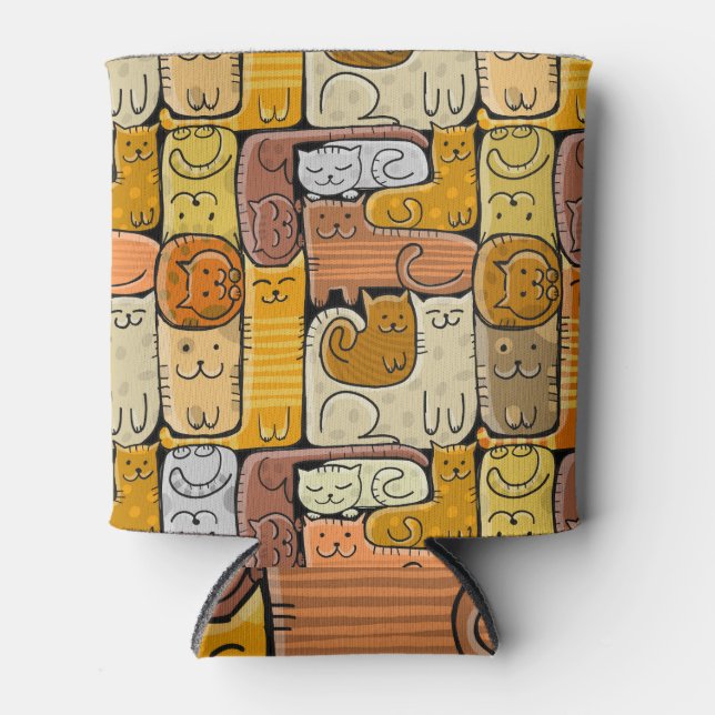 Rafraîchisseur Pour Canette Puzzle Funny Chats House sans joint (Devant)