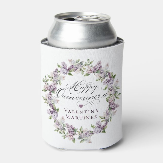 Rafraîchisseur Pour Canette Quinceanera mauve Lilac Fleur ressort (Can devant)
