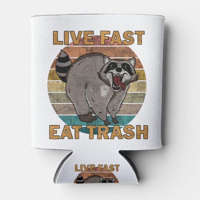 Rafraîchisseur Pour Canette Raccoon - Live Fast Eat Trash (Devant)