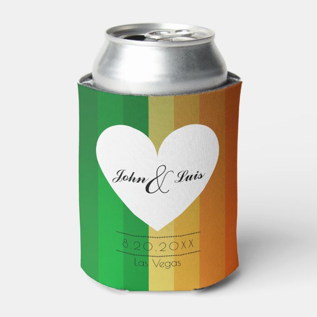 Rafraîchisseur Pour Canette Rainbow Heart Wedding Favor (Can devant)