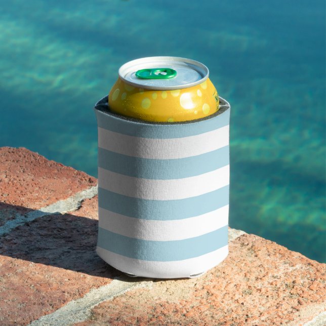 Rafraîchisseur Pour Canette Rayures Bleu Clair et Blanc (Piscine in situ)