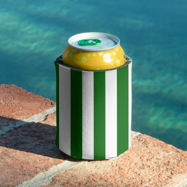 Rafraîchisseur Pour Canette Rayures verticales vert émeraude et blanc (Piscine in situ)
