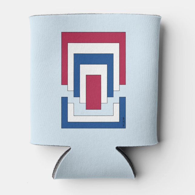 Rafraîchisseur Pour Canette Rectangle Abstrait en rouge, blanc et bleu (Devant)