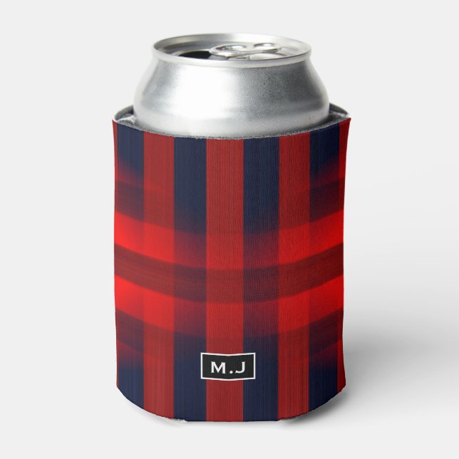 Rafraîchisseur Pour Canette Red Bokeh Buffalo Plaid Monogram (Can devant)