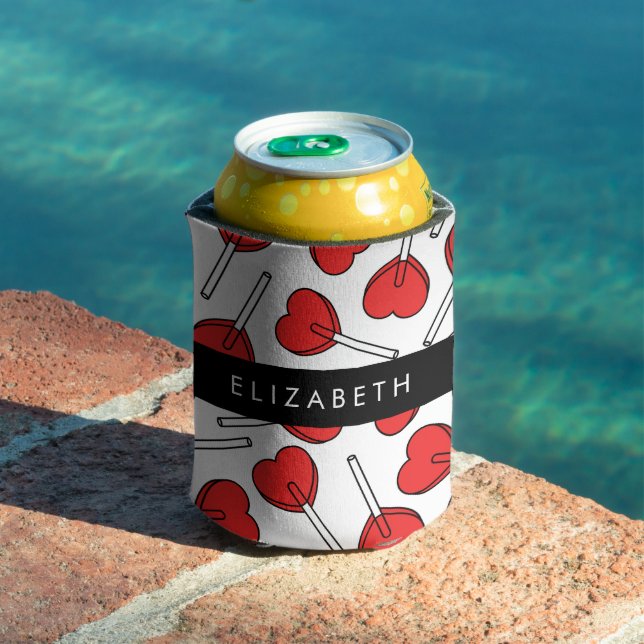 Rafraîchisseur Pour Canette Red Lollipops, Heart Lollipops, Lolly, Your Name (Piscine in situ)