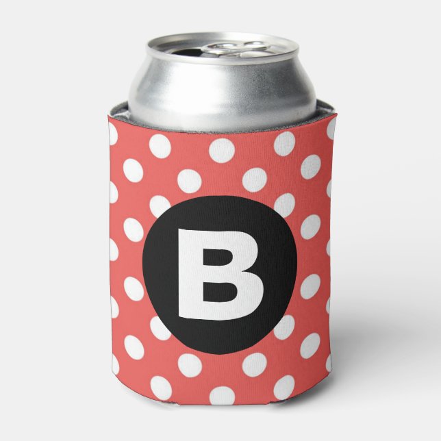 Rafraîchisseur Pour Canette Red Polka Dot Pattern Black Monogram (Can devant)