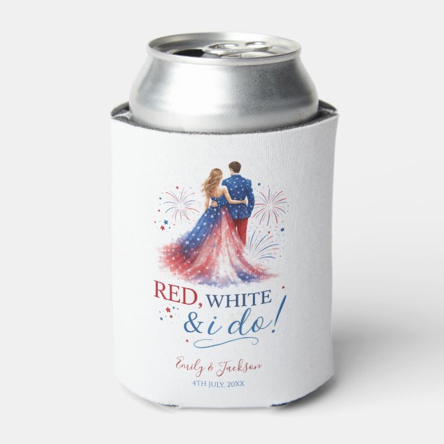 Rafraîchisseur Pour Canette Red White and I do Americana Wedding (Can devant)