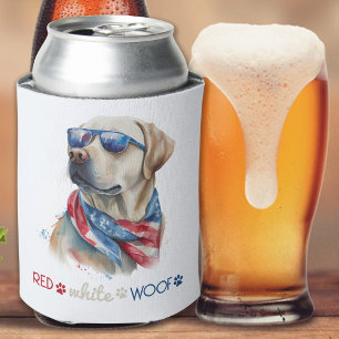 Rafraîchisseur Pour Canette Red White Woof Patriotic Labrador 4 juillet
