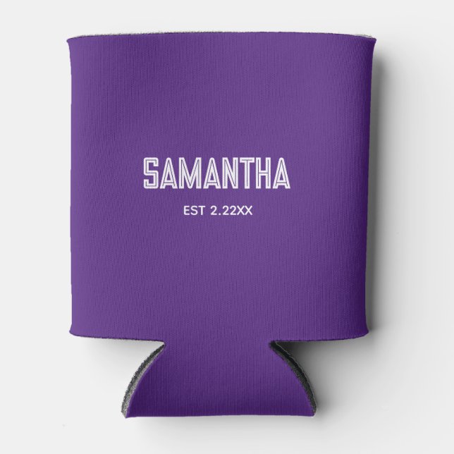 Rafraîchisseur Pour Canette Refroidisseur de boîtes à monogramme violet et bla (Devant)
