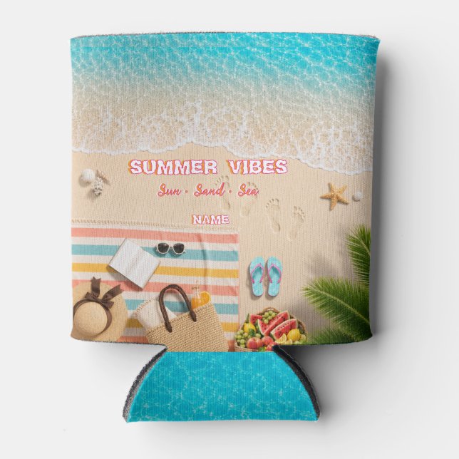 Rafraîchisseur Pour Canette Refroidisseur de canette esthétique de plage d'été (Devant)