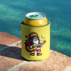 Rafraîchisseur Pour Canette Reggae Père Noël Fun Pixel Art Noël Musique Design