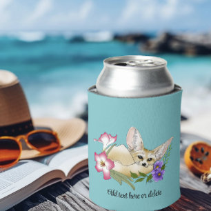 Rafraîchisseur Pour Canette Renard Fennec Fleurs Rose Violet Mignon Bleu Botan