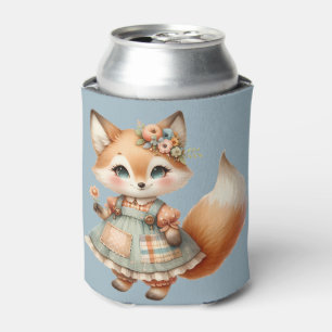Rafraîchisseur Pour Canette Renard pastel floral Cottagecore fantaisiste 