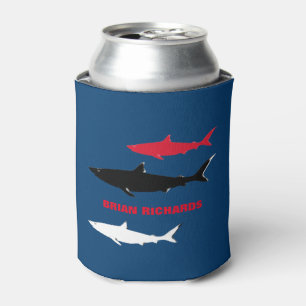 Rafraîchisseur Pour Canette requins avec son nom, bleu